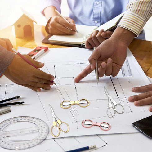 Stainless Steel Scissors Anti Rust Folding Scissors Glasses Shaped Mini Shear for Home and Travel Use (6)...