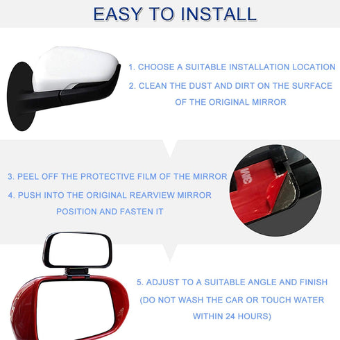 JONMON Blind Spot Mirror - 1 Pack Adjustable 360 Degree Rotation Car Auxiliary Convex Wide Angle Mirror Snap Way Clip On Side Rearview Mirror Univ...