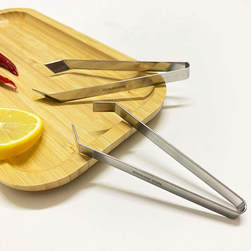 2 Pcs Fish Bone Tweezers, Fish Bone Pliers, Stainless Steel Flat and Slant Tweezers, Kitchen Meat Hair Remover Tool, Suitable for Salmon and Sea B...