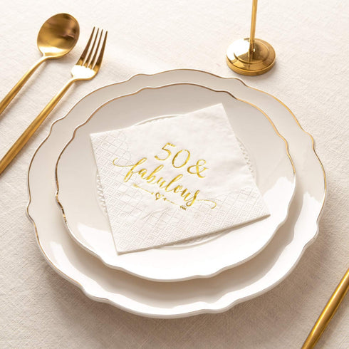 Crisky 50 and Fabulous Cocktail Napkins Gold for Women 50th Birthday Decorations, 50th Birthday Bevergae Dessert Table Supplies, 50Pcs, 3-Ply...