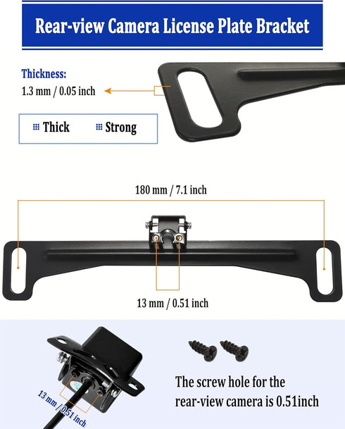 Aootf Universal Car Rear View Camera License Plate Bracket Kit, Black License Plate Frame and Backup Camera Holder, Dash Cam Mirror Camera Mount K...