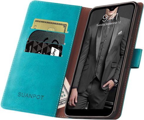 SUANPOT for Samsung Galaxy A12 with RFID Blocking Leather Wallet case Credit Card Holder, Flip Folio Book Phone case Shockproof Cover for Women Me...
