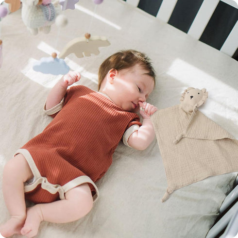 Organic Cotton Bunny & Lion Loveys Soft Breathable Newborn Security Blanket, Perfect Present for Baby Newborns, Toddlers Boy Girl, Neutral Muslin ...