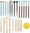 RUBFAC Polymer Clay Tools, Clay Tools Kit, 24pcs Clay Sculpting Tools Set with Stylus and Rock Painting Kit - Air Dry Clay Modeling for Pottery an...