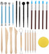 RUBFAC Polymer Clay Tools, Clay Tools Kit, 24pcs Clay Sculpting Tools Set with Stylus and Rock Painting Kit - Air Dry Clay Modeling for Pottery an...