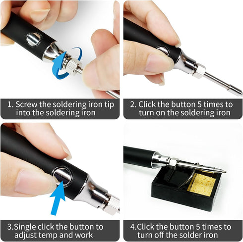Cordless Soldering Iron Kit - Portable USB Solder Iron with 1000mAh Rechargeable Soldering Kit for Electronics, Appliance Repair, DIY...