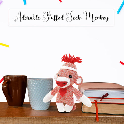 Adorable Sock Monkey 6 Inches, The Original Traditional Hand Knitted Stuffed Animal Toy Gift-for Kids, Babies, Teens, Girls and Boys Baby Doll Pre...
