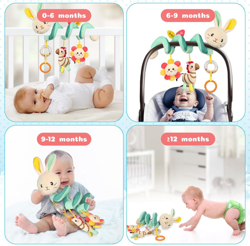 Spiral Car Seat Toys - Hanging Toys - Stroller Toys for Babies - Best Gift for 0 3 6 9 12 Months Baby (White Rabbit)...