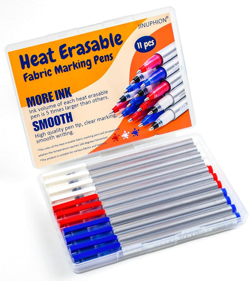 Heat Erasable Fabric Marking Pens Set | 11Pcs 3 Colors | Increase Ink Capacity & Writes Smooth | Sewing Quilting Supplies, Sewing Gifts...