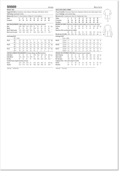Simplicity Misses' Raised Waist Tops Sewing Pattern Packet, Design Code S9889, Sizes 12-14-16-18-20...