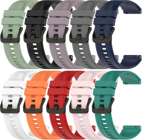 FitTurn 10-Pack Band Compatible with FITVII H56 Smart Watch Bands,22mm Quick Release Adjustable Silicone Strap Wristband Replacement Band for FITV...