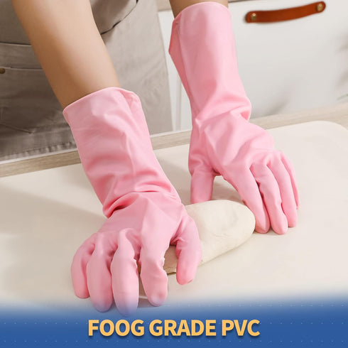 BOOMJOY PVC Cleaning Gloves, Heavy Duty Dishwashing Gloves, Reusable Medium Gloves for Kitchen, Bathroom, Gardening, Working, Pet Care - Pink & Bl...