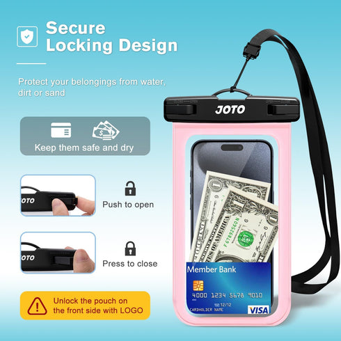 JOTO IPX8 Waterproof Phone Pouch Case, Underwater Dry Bag for Phone Protector for iPhone 15 14 13 12 11 Pro Max, Galaxy S24 S23 S22 Ultra Pixel to...
