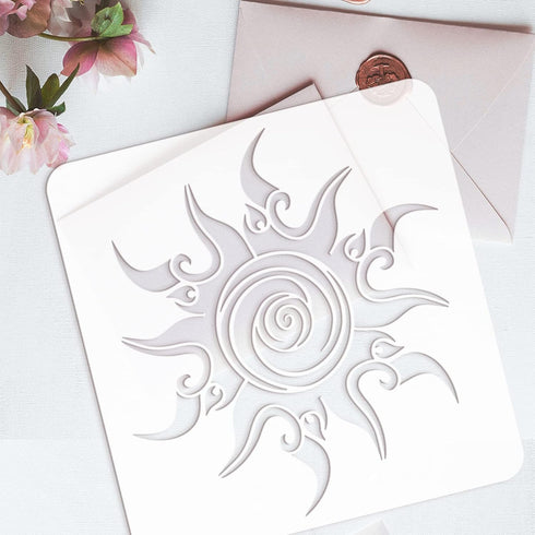 FINGERINSPIRE Fancy Sun Painting Stencil 11.8x11.8 inch PET Hollow Out Sun Painting Stencil Big Spiral Sun DIY Craft Stencil Template for Painting...