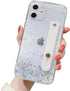 siduater Strap Holder Case for 6.1" iPhone 12 with Wristband Kickstand, Bling Glitter Sparkle Clear Cover Soft TPU Bumper Adjustable Hand Grip Loo...