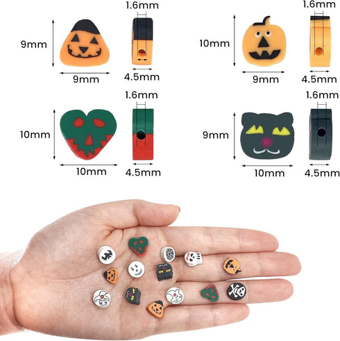 100 Pcs Polymer Clay Beads Mixed Heishi Spacer Beads Supplies for DIY Bracelet Earring Necklace Jewelry Making (Halloween-2)...