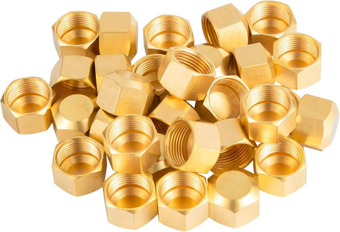 30PCS 3/8-Inch Brass Compression Cap Stop Valve Cap,Brass Compression Fitting...