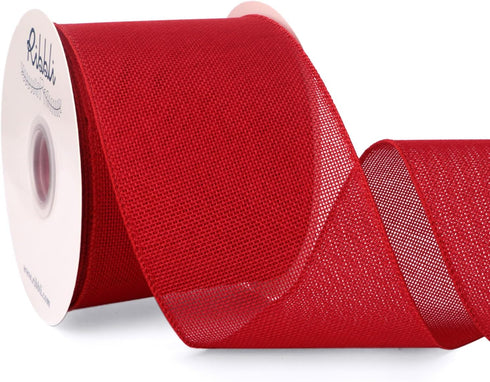 Ribbli Red Burlap Wired Ribbon, 4” Inch x Continuous 20 Yard, Wired Edge Ribbon for Wreaths,Big Bows,Tree Decoration,Outdoor Decoration...