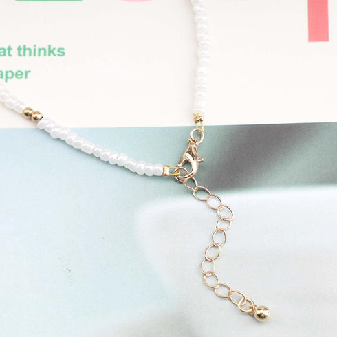 Boho Hippie Ankle Bracelets Scallop Pendant Ankle Bracelet Gold handmade Anklet Bracelet Vintage Seashell Chain Anklet White Rice Bead Anklet Foot...