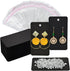 Twavang Earring Card Holder Set, 100Pcs Kraft Paper Earring Display Cards, 100 Pairs Clear Earring Backs with 100Pcs Self Adhesive Bags for Earrin...