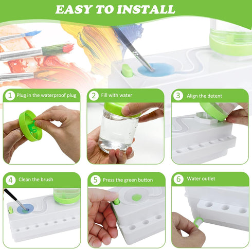 Paint Brush Cleaner, Painting Station with Drain and Brush Holder, Strengthen Water Recycling Brush Rinser, Paint Brush Cleaner Tool for Acrylic, ...