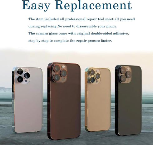 3 Pcs Camera Lens Glass Replacement for iPhone 13 Pro Max,13 Pro Max Back Rear Camera Lens Replacement Kit with Pre-Installed Adhesive, Back Glass...