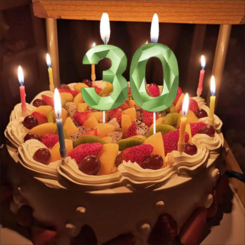 Green Happy Birthday Cake Candles,Wedding Cake Number Candles,3D Design Cake Topper Decoration for Party (Green Number 5)...