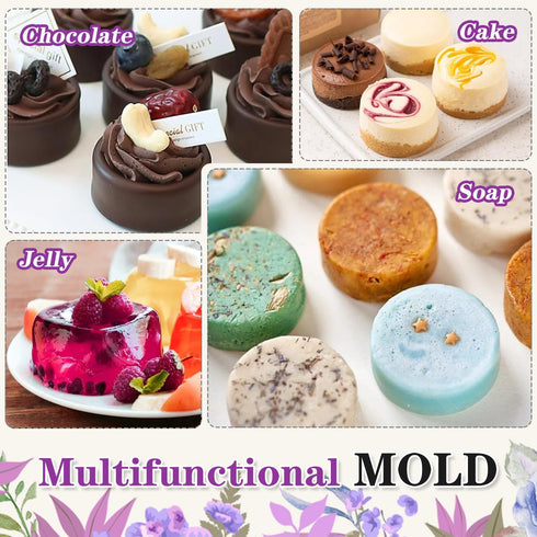 Walfos Small Soap Molds, 15 Cavity Round Silicone Molds,1.5inch Small Round soap mold Perfect for Soap Making, Bath Bombs, Chocolate & Pudding etc...
