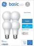 GE Basic LED Light Bulbs, 60 Watt, Daylight, A19 (4 Pack)...