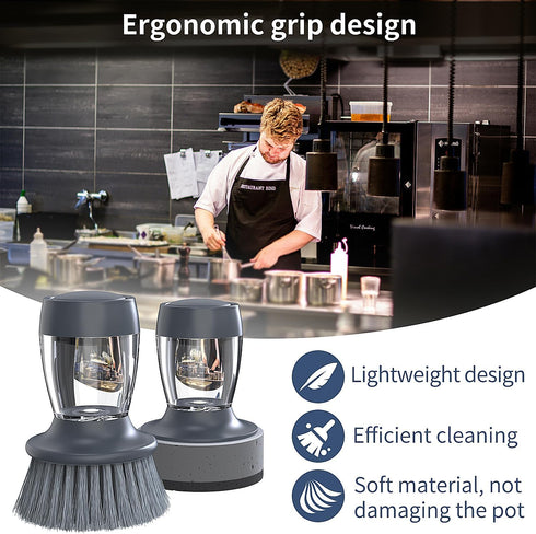 Dish brush with soap dispenser?Nylon Bristles Dish Brush and a Scrub Sponge Dish Brush,Kitchen Brush for Dish Pot Pan and Sink Cleaning?dish brush...