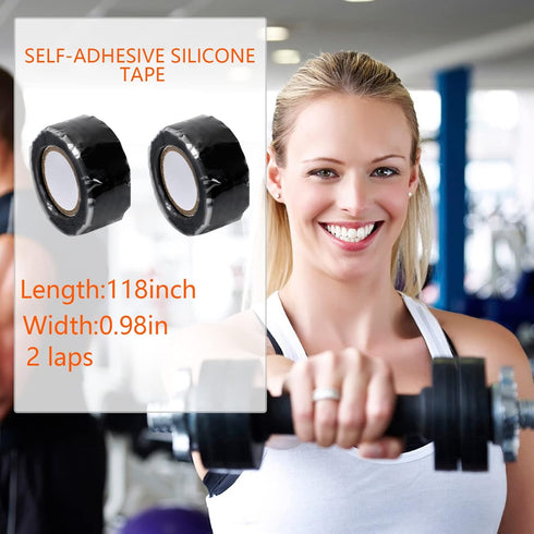 2 Rolls 1" X 10 Ft Grip Silicone Tape, Black Waterproof Self Fusing Silicone Tape for Electrical Wires, Plumbing Repair, Data Line, Bike Handles, ...
