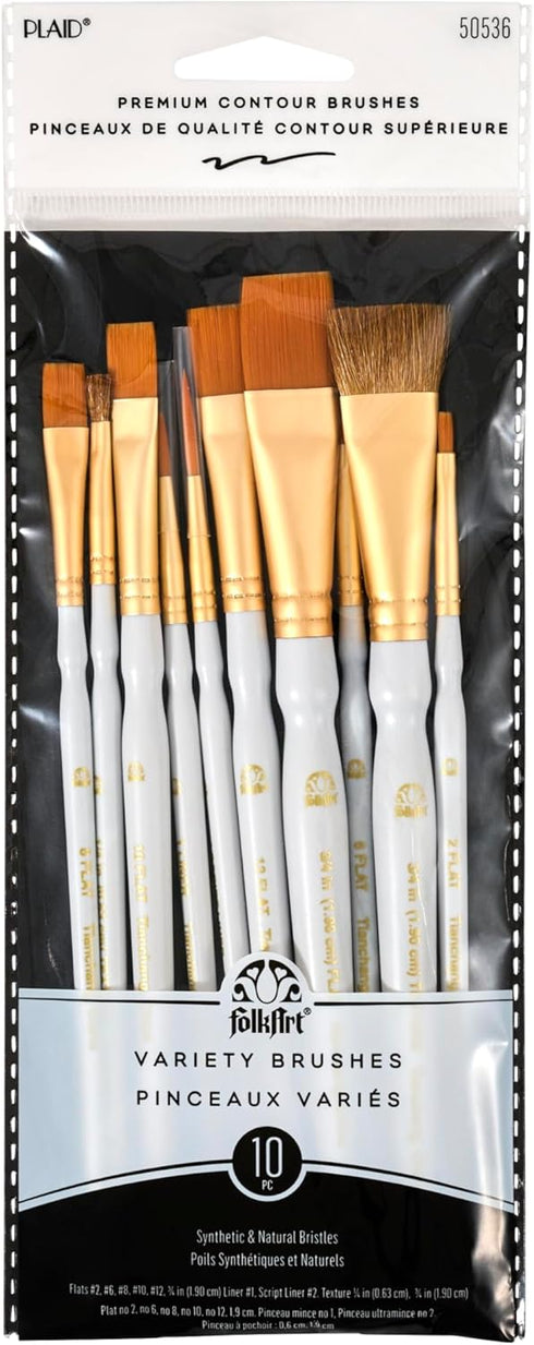 Plaid Learn to Paint Premium Brush Set, 50536 (10-Piece), 1-(Pack)...