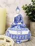 Ebros Gift Bhumisparsha Mudra Buddha Amitabha Meditating Terracotta Blue And White Round Jewelry Box Figurine 5.25"Diameter Buddhist Eastern Enlig...