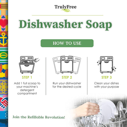 Auto Dishwasher Soap, 12.5oz Bag - Natural Concentrated Formula - Dish Soap, Dishwasher Detergent Cleaning Supplies, Hard Water Stain Remover, Spa...