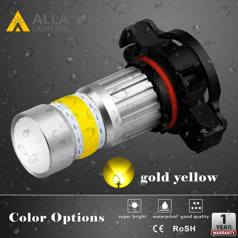 Alla Lighting 2800lm PSX24W 2504 LED Fog Light Bulbs 3000K Amber Yellow Xtreme Super Bright COB-72 SMD 12V122766...