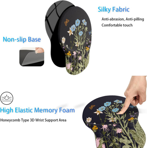 Ospelelf Ergonomic Wrist Rest, 3 in 1 Comfortable Mouse and Keyboard Wrist Support Set, Memory Foam, PU Base Non-slip Wrist Support for Desk, Offi...