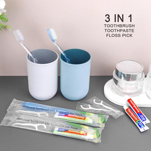 30 pcs Disposable Toothbrushes with Toothpaste Floss Individually Wrapped, 2 Color Disposable Toothbrush, 10g Toothpaste, Dental Floss Pick, Bulk ...