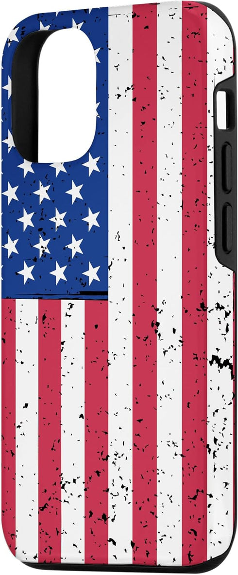 iPhone 12/12 Pro US Flag Vintage Phone Case Red White and Blue American Flag Case...
