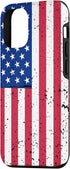 iPhone 12/12 Pro US Flag Vintage Phone Case Red White and Blue American Flag Case...