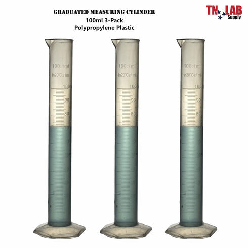 Graduated Measuring Cylinder Polypropylene Plastic 100ml 3-Pack (100ml, 3)...
