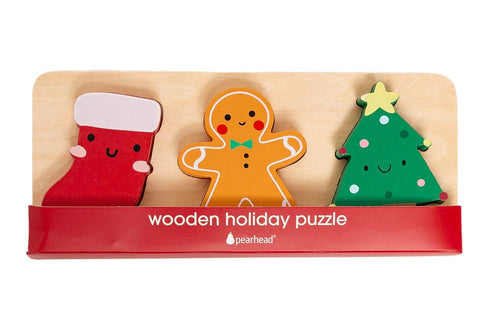 Pearhead 3 Piece Wooden Holiday Puzzle, Kids Christmas Puzzle, Holiday Puzzle Stocking Stuffer, Christmas Toys for Children, Holiday Toy Ideas, 3 ...