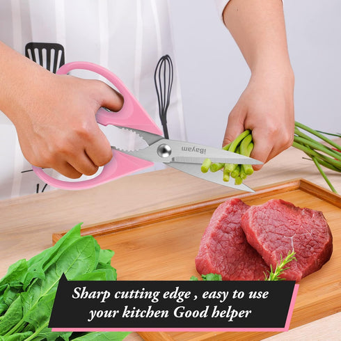 iBayam Kitchen Scissors All Purpose Kitchen Shears 8.5" Cooking Scissors with Sheath, Pink Kitchen Accessories, Household Appliances Home Essentia...