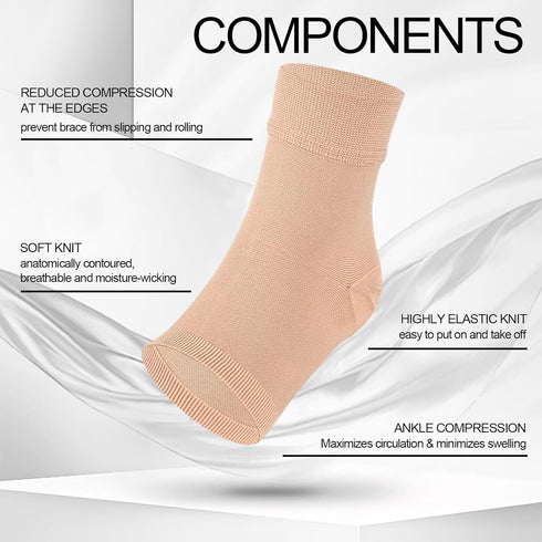 Ankle Brace Compression Sleeves Open Toe Compresion Socks 8-15mmHg for Women Men,Plantar Fasciitis Socks with Arch Support Beige L/XL...