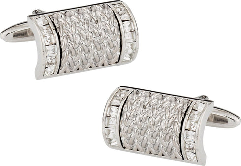 Wrapped Crystal Cufflinks in Clear Color - Arrives in Presentation Gift Box Perfect for Travel - Weddings Groomsmen...