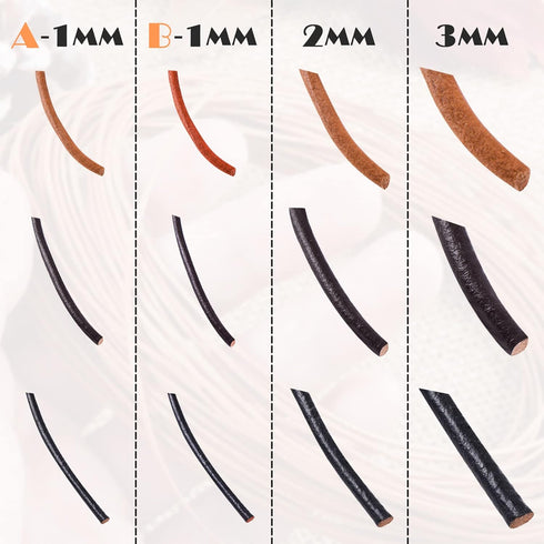 SOSMAR 3 Rolls 5.5 Yard X 3MM Cowhide Round Leather Cords Rope String for Jewelry Making Bracelet Necklace Jewelry Making Lanyards DIY Crafts, Bla...