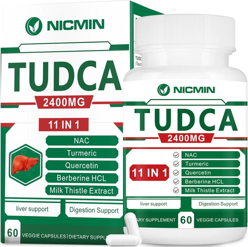 TUDCA Supplements 2400MG, Bile Salts Complex for Liver Detox & Gallbladder Cleanse, Anti-Aging for Men and Women, Digestive Health 60 Capsules...