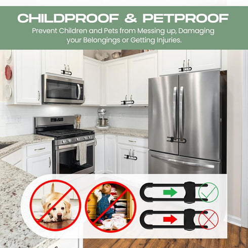 Jetec 10 Pieces Cabinet Locks for Babies, U-Shaped Proofing Drawers Safety Child Locks Adjustable, Easy to Use Childproof Latch for Knob Handle on...