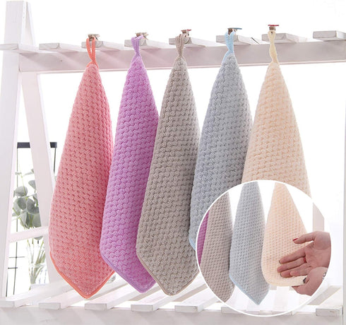 Small Towels with Hanging Loop?Hand Dry Towels for Kitchen & Bathroom, Super Absorbent Soft Small Hanging Towel Set with Hanging Loop, Machine Was...
