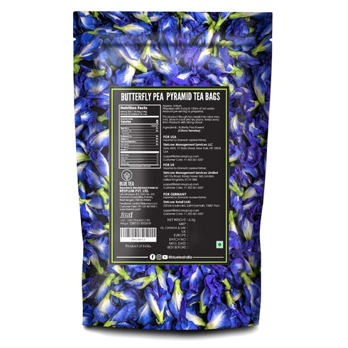 BLUE TEA - Butterfly Pea Flower Tea - 20 Plant Based Tea Bags (Pack of 2) | Super Anti-Oxidant | Natural Ingredients - Flower Based - Herbal Tea -...