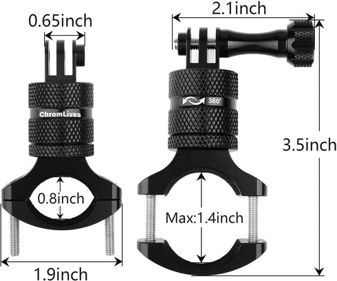 ChromLives Bike Mount for Gopro, Camera Handlebar Mount with 360 Degree Rotation, Aluminum Bike Camera Mount for Mountain Bicycle/Motorcycle for G...